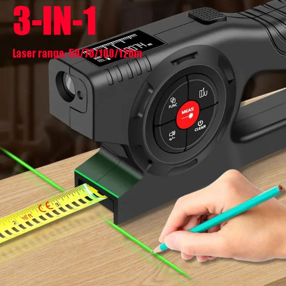 Industrial Laser Distance Sensor - Mètre à ruban laser 3-en-1 rétractable