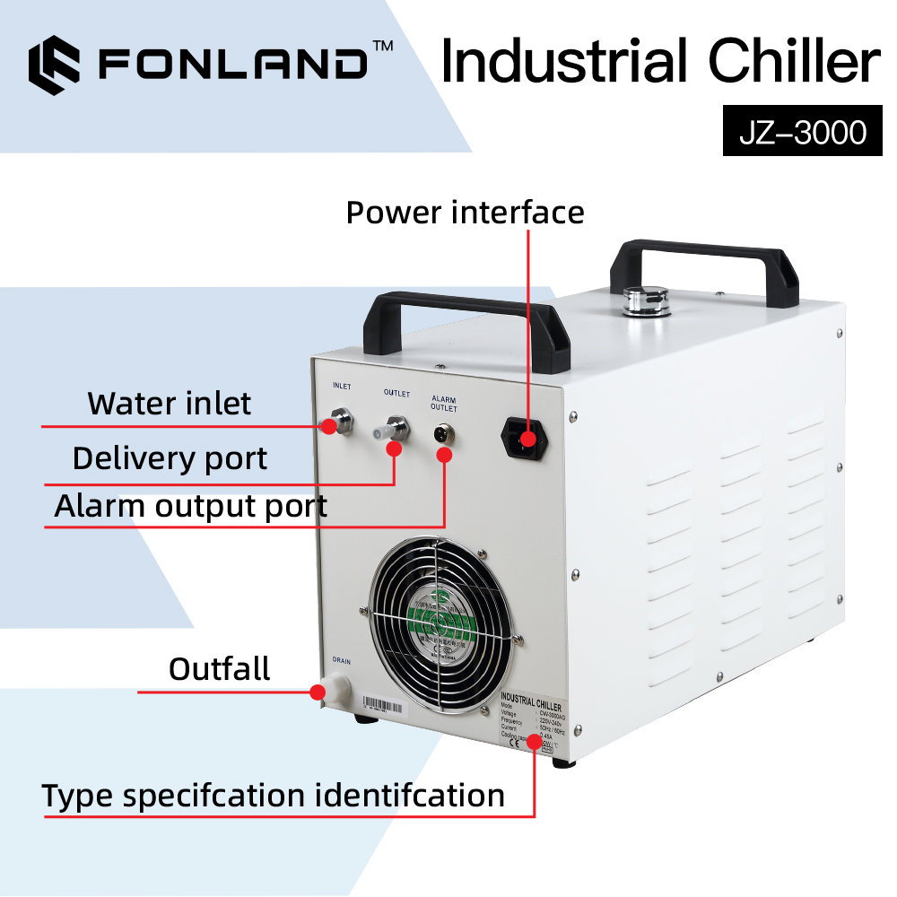 Laser Industrial Chiller - Refroidisseur d'eau industriel FONLAND JZ-3000 DG110V